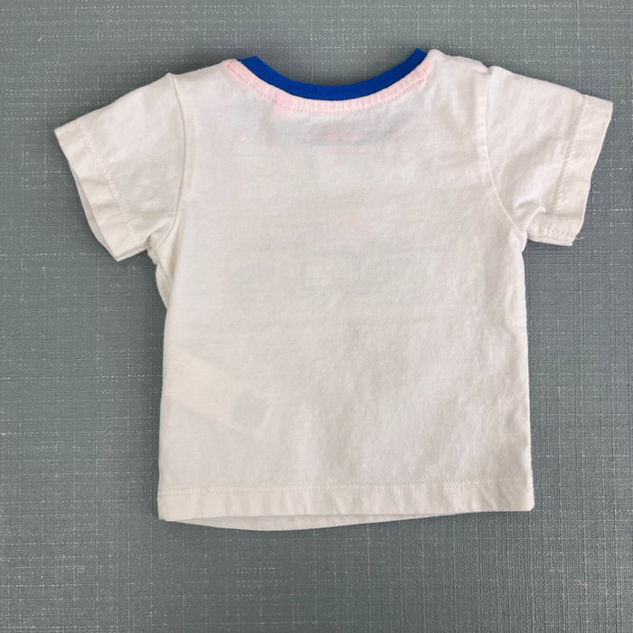 Mini Boden Jersey Short Set Blue Stripe Applique Truck 0-3 Months