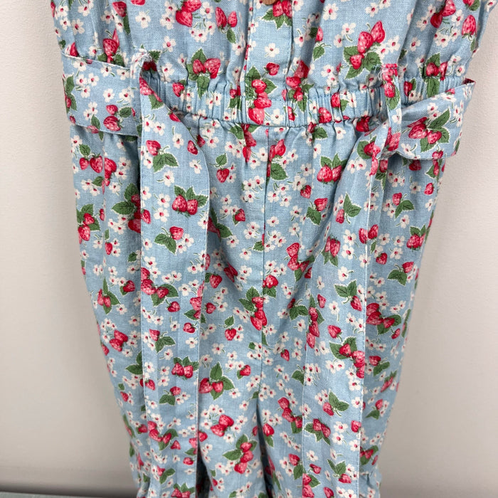 Mini Boden Linen-Cotton Ruffle Romper Surf Strawberry Ditsy 9-10