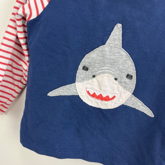 Mini Boden Long Sleeve Applique Shark Tee Shirt 18-24 Months