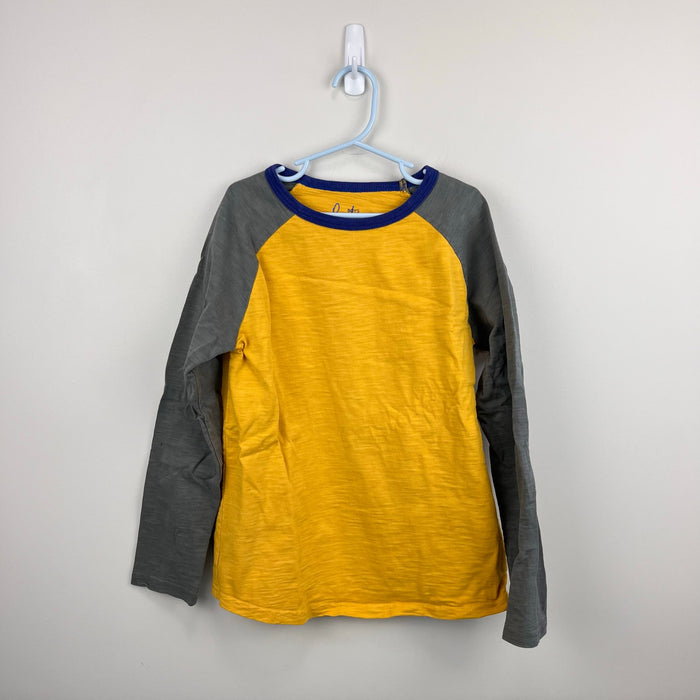 Mini Boden Long Sleeve Raglan T-Shirt Yellow Gray 9-10