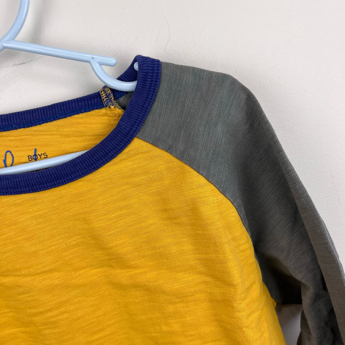 Mini Boden Long Sleeve Raglan T-Shirt Yellow Gray 9-10