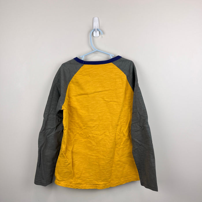Mini Boden Long Sleeve Raglan T-Shirt Yellow Gray 9-10