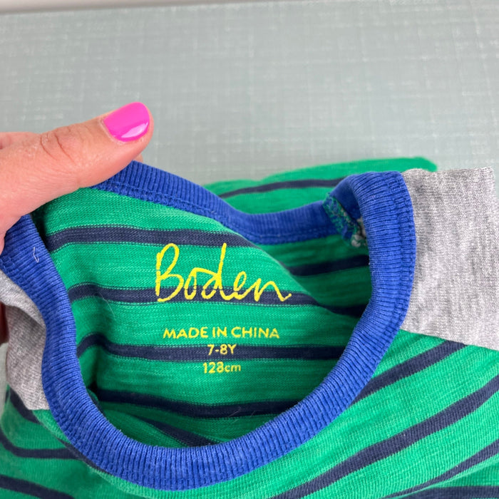 Mini Boden Long Sleeve Striped Raglan T-Shirt 7-8