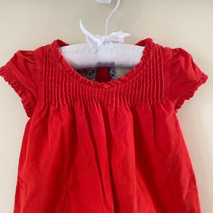 Mini Boden Pintuck Ruffle Corduroy Dress 6-12 Months