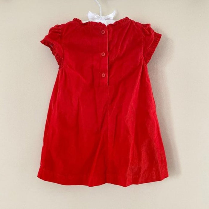 Mini Boden Pintuck Ruffle Corduroy Dress 6-12 Months