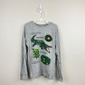 Mini Boden Printed Educational T-Shirt Grey Marl Crocodiles 9-10