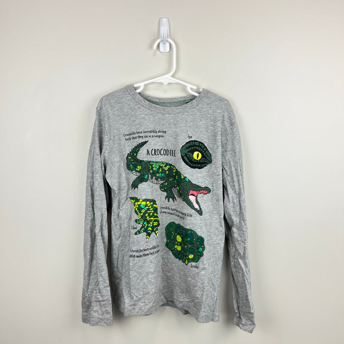 Mini Boden Printed Educational T-Shirt Grey Marl Crocodiles 9-10