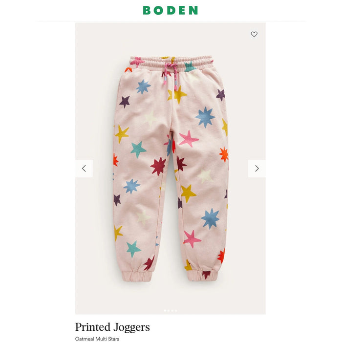 Mini Boden Printed Joggers Oatmeal Muti Stars 10