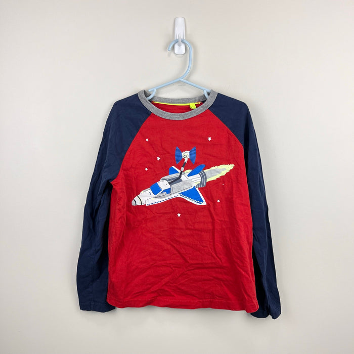 Mini Boden Printed Raglan Logo T-Shirt Red Space Shuttle 7-8