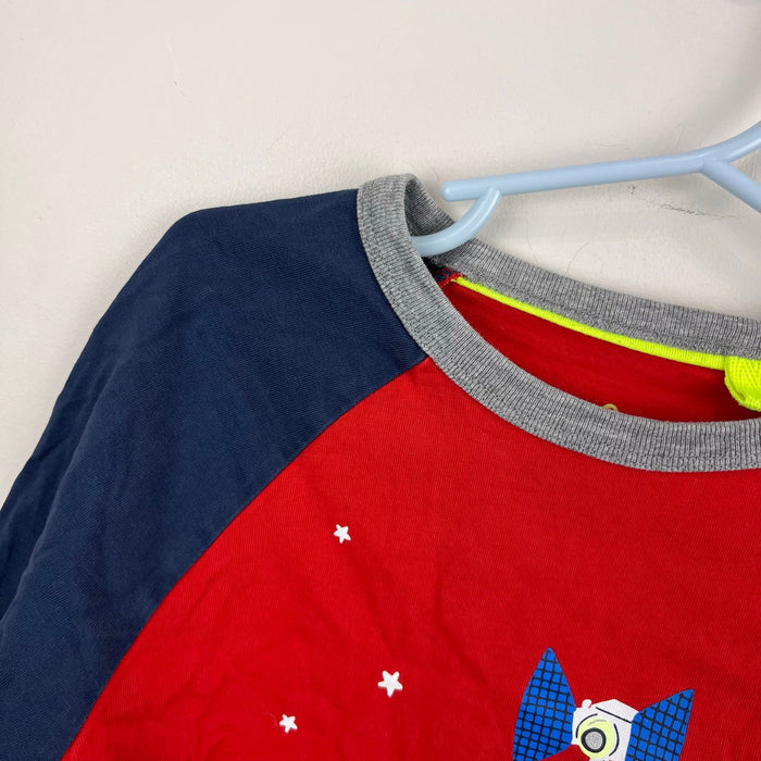 Mini Boden Printed Raglan Logo T-Shirt Red Space Shuttle 7-8