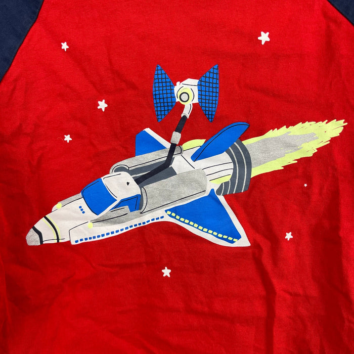 Mini Boden Printed Raglan Logo T-Shirt Red Space Shuttle 7-8