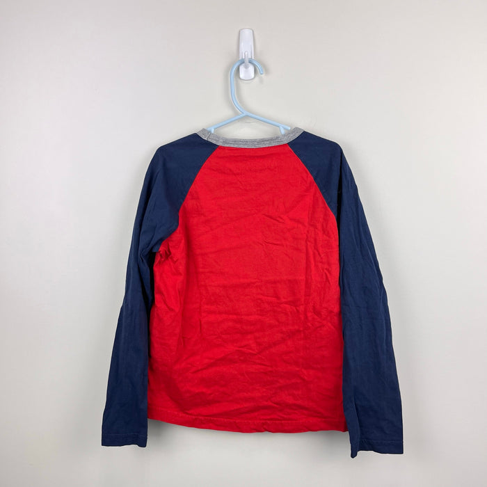 Mini Boden Printed Raglan Logo T-Shirt Red Space Shuttle 7-8