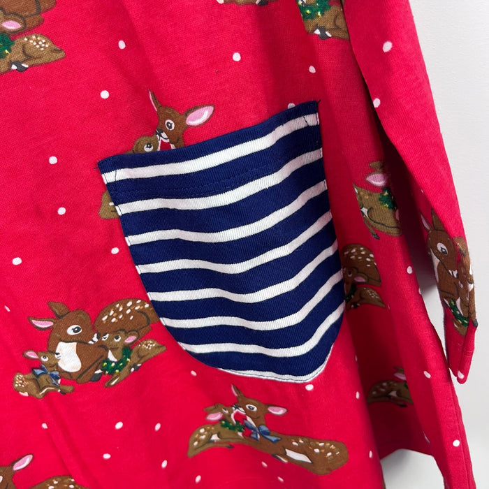 Mini Boden Printed Tunic Rockabilly Red Festive Deer 5-6 NWT