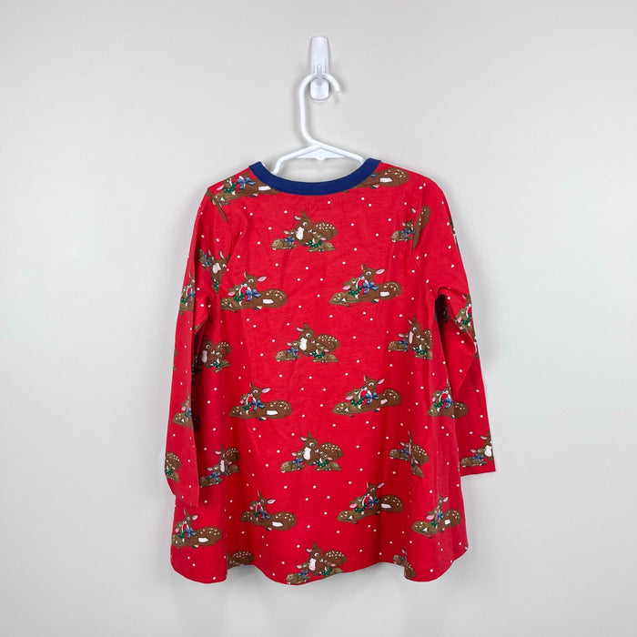 Mini Boden Printed Tunic Rockabilly Red Festive Deer 5-6 NWT