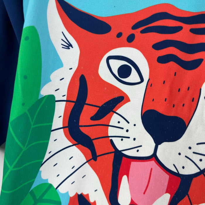Mini Boden Rash Guard Firecracker Orange Tiger 2-3 UPF 50+