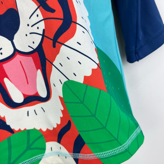 Mini Boden Rash Guard Firecracker Orange Tiger 2-3 UPF 50+