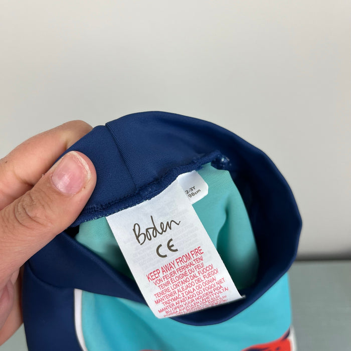 Mini Boden Rash Guard Firecracker Orange Tiger 2-3 UPF 50+