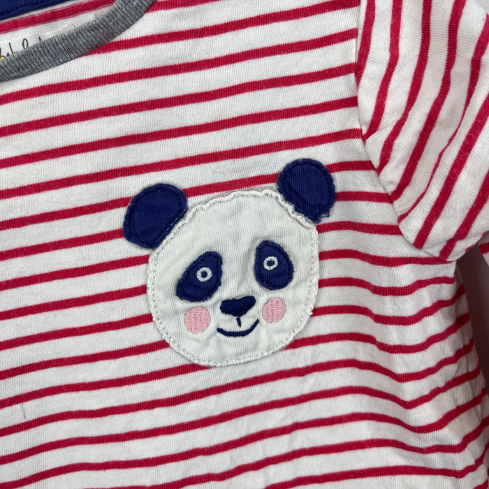 Mini Boden Red and White Striped Applique Panda T-Shirt 2-3