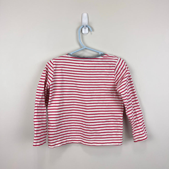 Mini Boden Red and White Striped Applique Panda T-Shirt 2-3