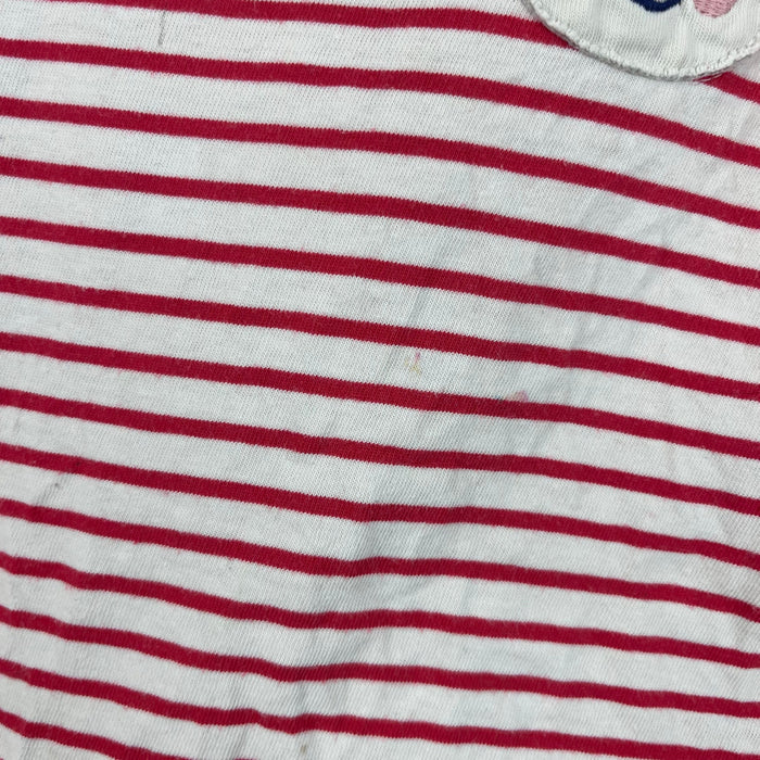 Mini Boden Red and White Striped Applique Panda T-Shirt 2-3