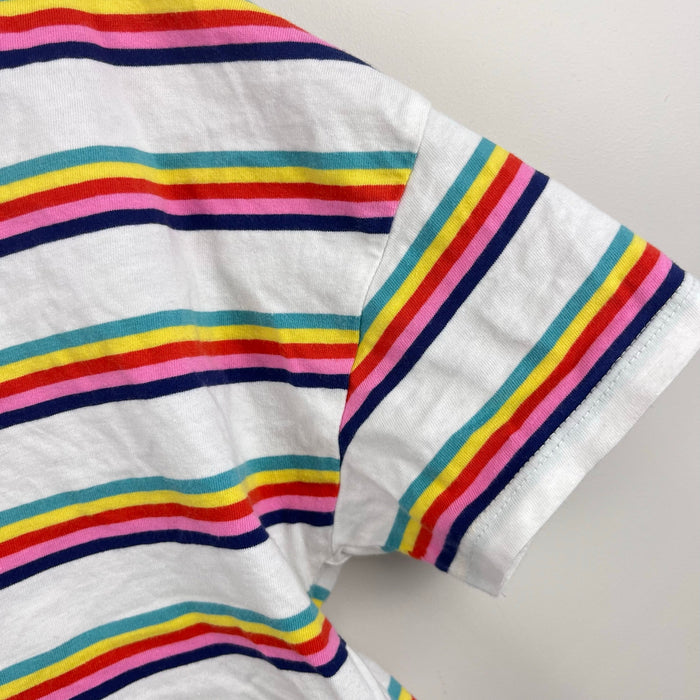 Mini Boden Relaxed Crop T-Shirt Rainbow Spaced Stripe 9-10