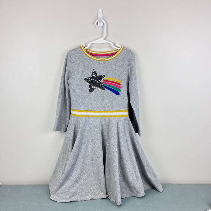 Mini Boden Sequin Star Applique Sweatshirt Dress Gray 8-9