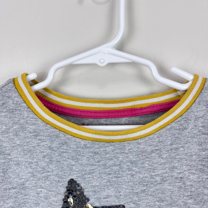 Mini Boden Sequin Star Applique Sweatshirt Dress Gray 8-9