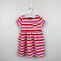Mini Boden Short-Sleeved Fun Jersey Dress Poppy Red/Pink Stripe 2-3