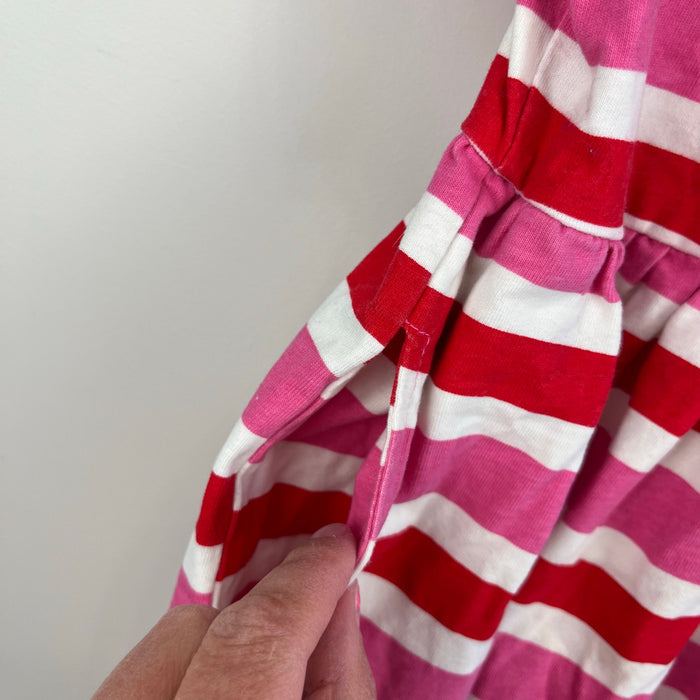 Mini Boden Short-Sleeved Fun Jersey Dress Poppy Red/Pink Stripe 2-3