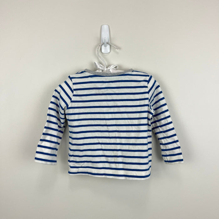 Mini Boden Striped Tractor Life the Flap T-Shirt 3-6 Months