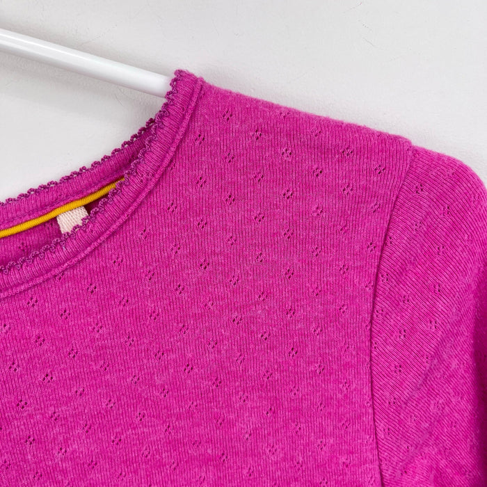 Mini Boden Supersoft Pointelle Long Sleeve T-Shirt Pink 11-12