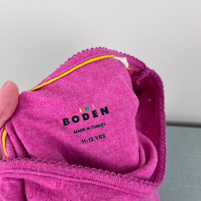 Mini Boden Supersoft Pointelle Long Sleeve T-Shirt Pink 11-12