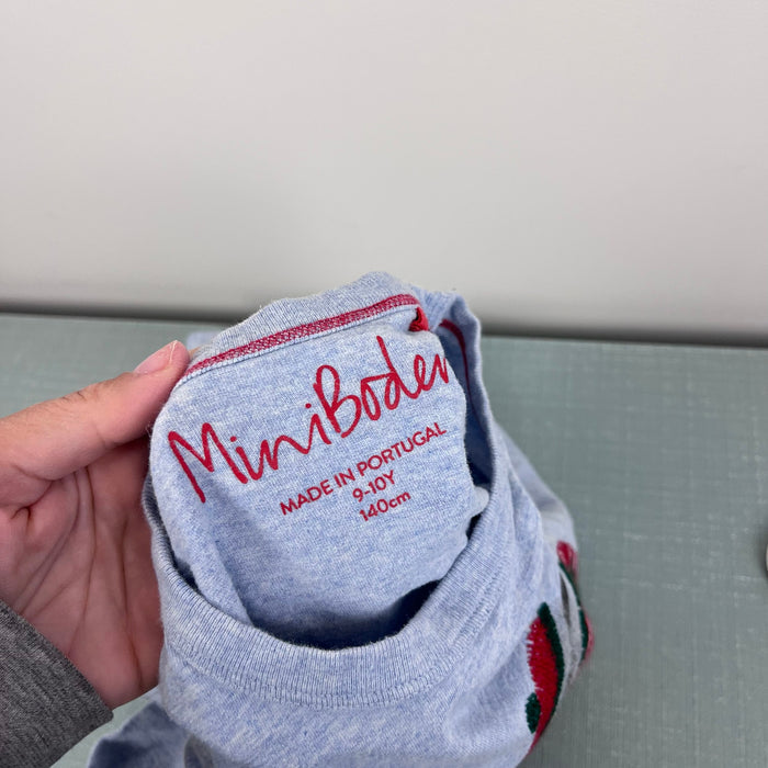 Mini Boden Superstich Holiday Bird Applique T-Shirt 9-10