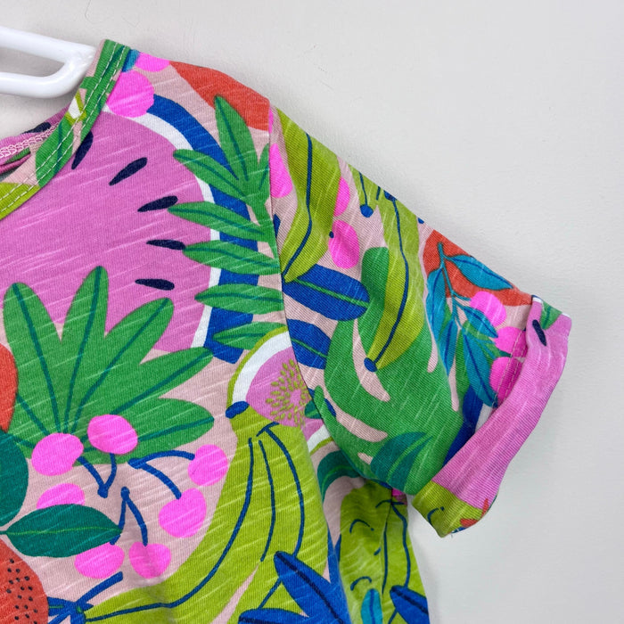 Mini Boden Tie Front T-Shirt Multi Tropical Fruit 8-9