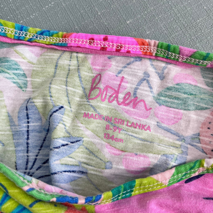 Mini Boden Tie Front T-Shirt Multi Tropical Fruit 8-9