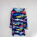 Mini Boden Towelling Throw-On Swim Cover Up Navy Sharks 6-7