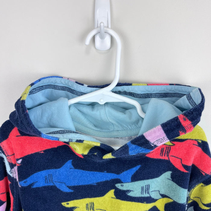 Mini Boden Towelling Throw-On Swim Cover Up Navy Sharks 6-7