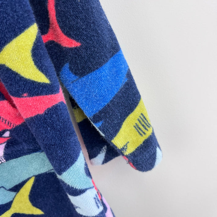 Mini Boden Towelling Throw-On Swim Cover Up Navy Sharks 6-7