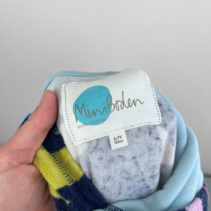 Mini Boden Towelling Throw-On Swim Cover Up Navy Sharks 6-7