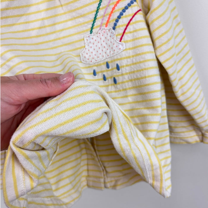 Mini Boden Yellow Striped Rainbow Applique Tunic 2-3