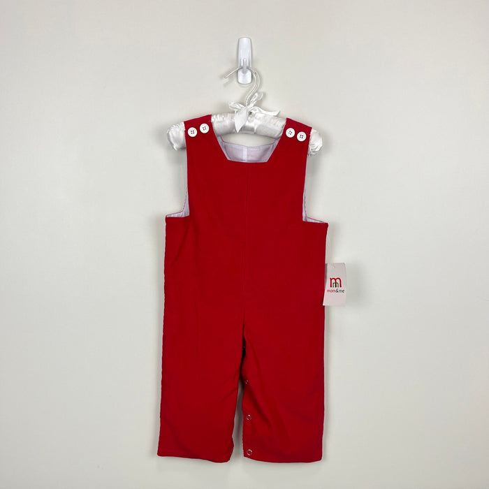 Mom & Me Festive Red Longall Overalls 6 Months NWT