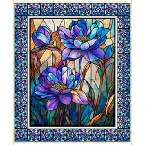 Mosaic Blooms -31482-X- Stained Glass Floral Panel- Quilting Treasures