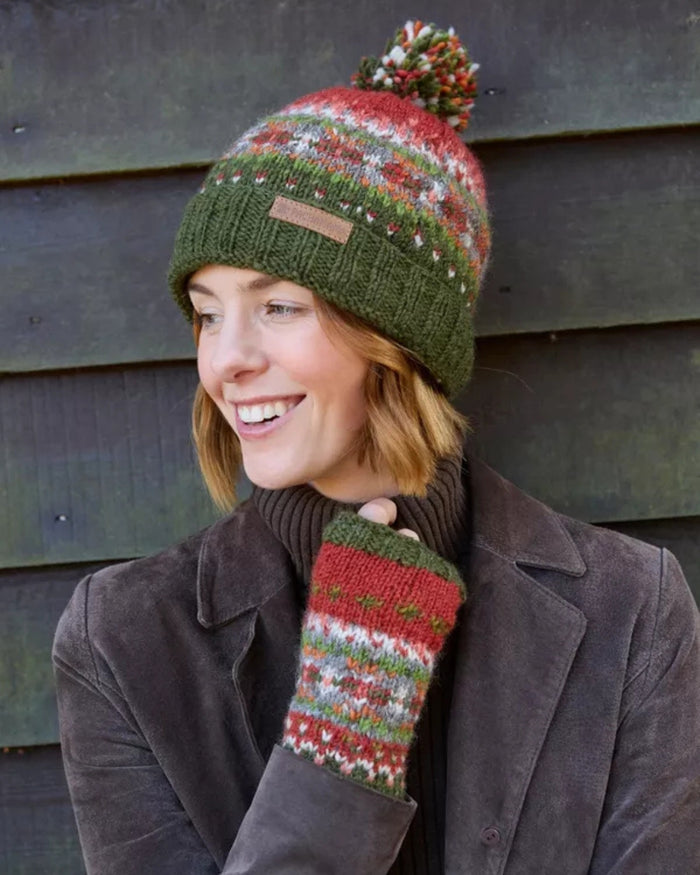 Moss Iona Roll Back Bobble Beanie Pachamama