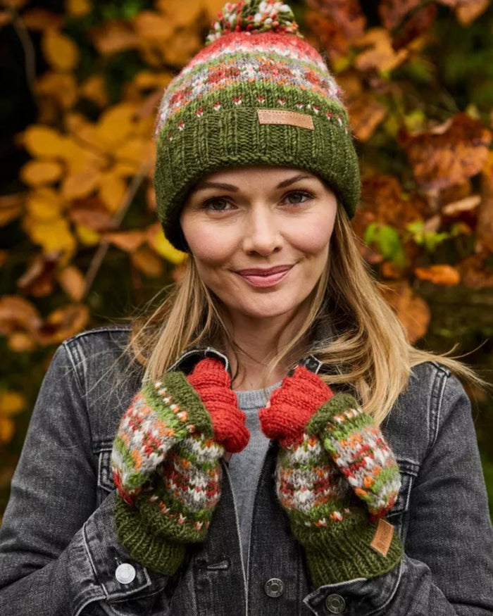 Moss Iona Roll Back Bobble Beanie Pachamama