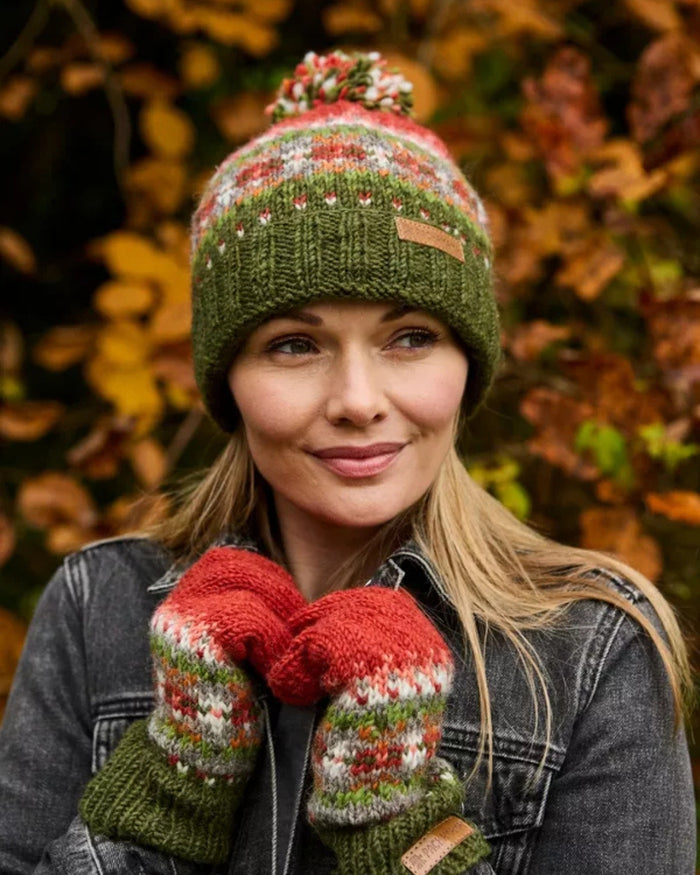 Moss Iona Roll Back Bobble Beanie Pachamama