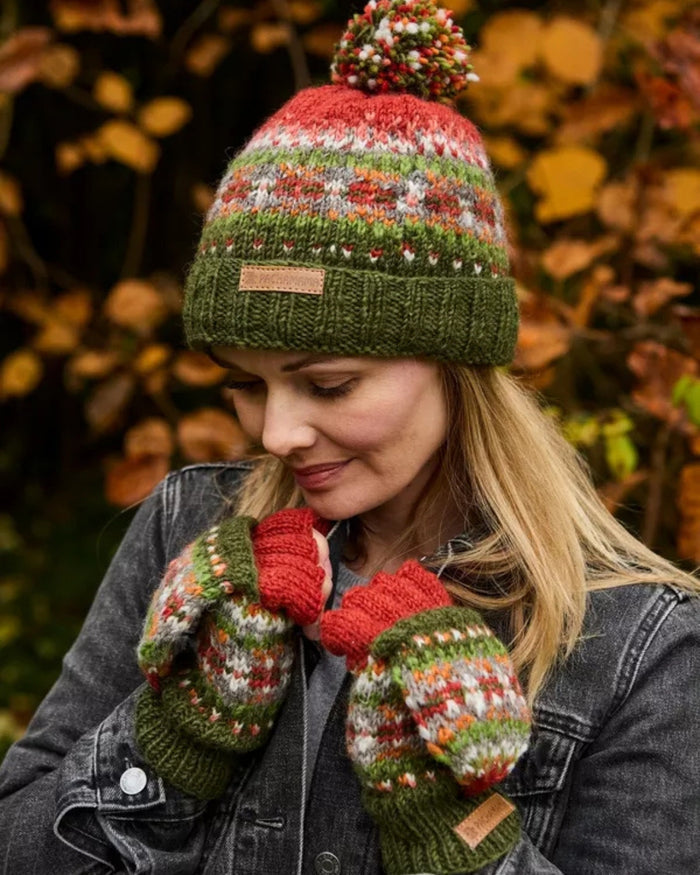 Moss Iona Roll Back Bobble Beanie Pachamama