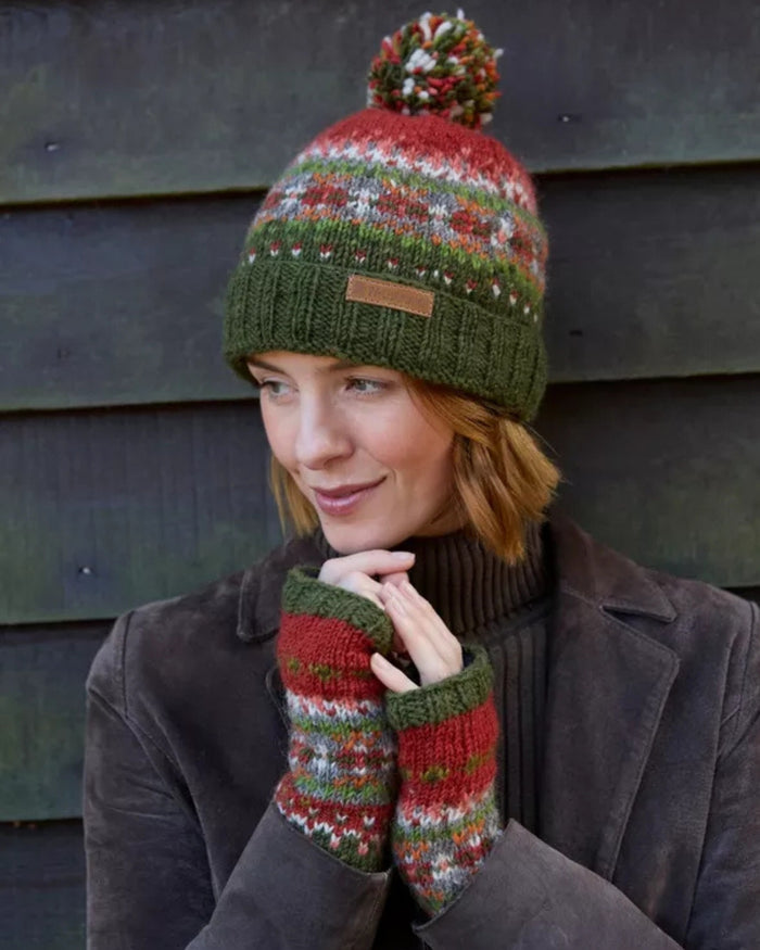 Moss Iona Roll Back Bobble Beanie Pachamama