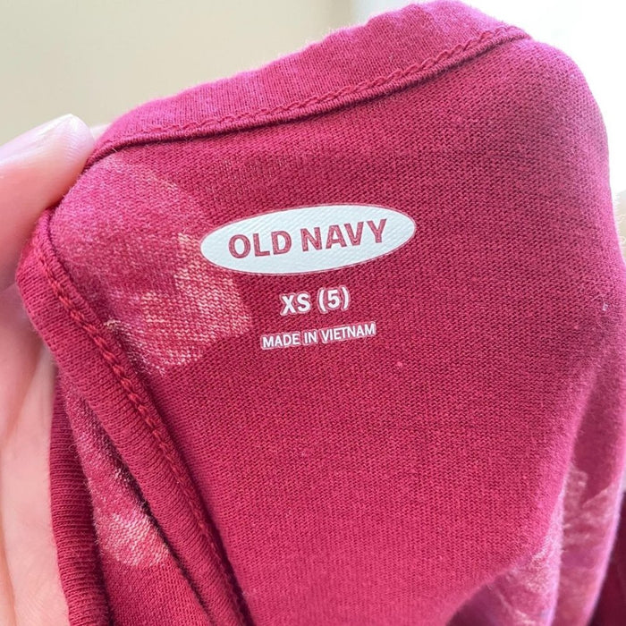 Old Navy Girls Burgundy Flower Dress XS (5T)