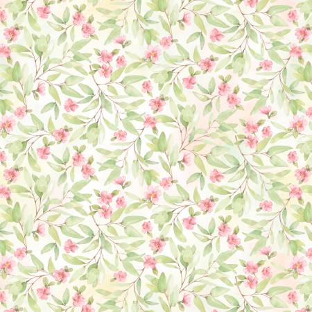 Packed Mini Floral- Pink and Green - P&B Textiles