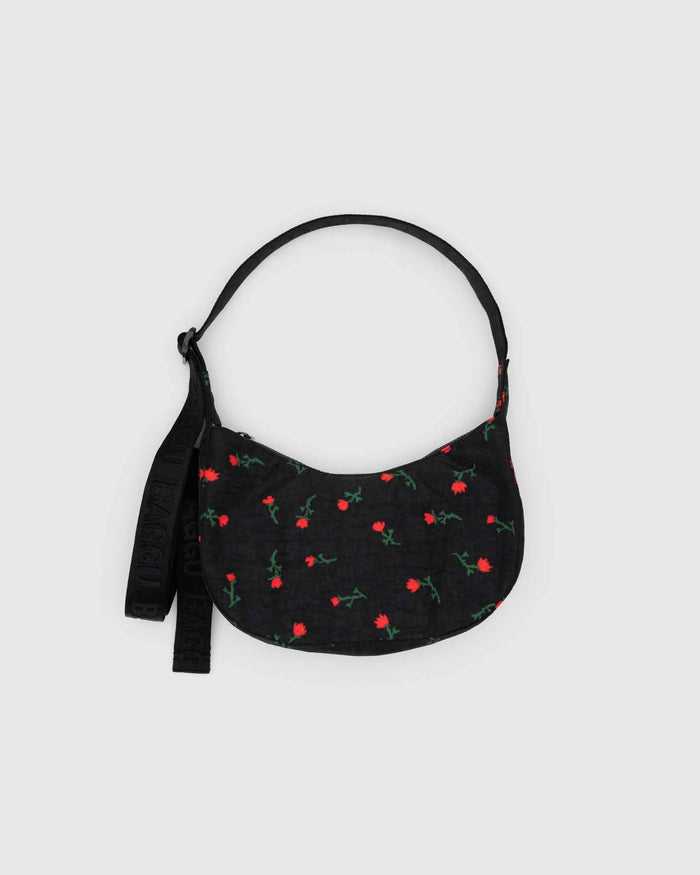 Painted Wildflower Small Nylon Crescent Bag | BAGGU | Small Nylon Crescent Bag